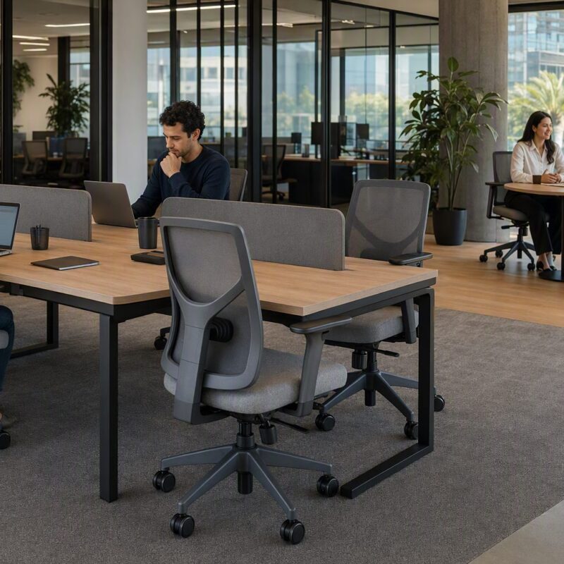mobiliar escritorio trabalho hibrido em Retorno ao Escritório: Como Mobiliar para o Modelo Híbrido escritório híbrido com estações compartilhadas